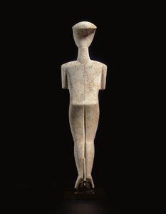 Cycladische liggende vrouwelijke figuur, naamstuk van de Schuster Meester, Vroeg Cycladisch II, ca. 2400 v.Chr. door Master Schuster