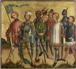 Sint Gereon van Keulen met soldaten door Master of Cologne