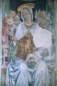 Italië, Piëmont, Serralunga di Crea, Sacro Monte di Crea, Basiliek van Santa Maria Assunta, kapel, fresco