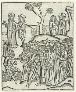 Christus geneest de blinde Bartimeus door Master of Delft (attributed to)