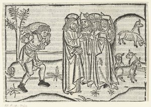 Parabel van het verloren schaap door Master of Delft (attributed to)