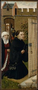 Annunciatie Drieluik (Merode Altaarstuk), ca. 1427-32 door Master of Flémalle