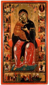Madonna en Kind op de Troon met zeventien Scènes uit het Leven van de Maagd, 13e eeuw door Master of Florence