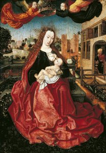 Madonna en Kind gekroond door twee engelen