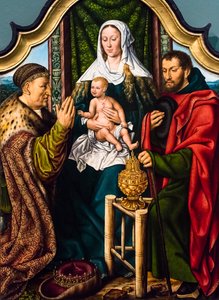 De Aanbidding der Koningen, ca. 1510 (Tempera en olieverf op hout (eiken)) door Master of Frankfurt