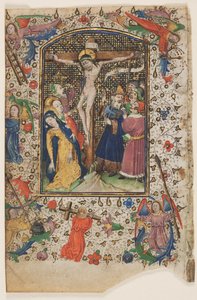Blad uit een Getijdenboek: De Kruisiging, 1430s door Master of Guillebert de Mets