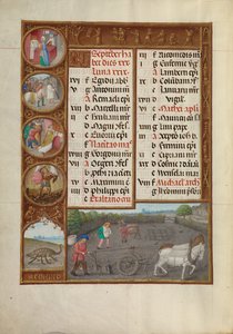 September Kalenderblad; Ploegen en zaaien; Schorpioen