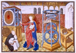 Wijsheid Sapience leert de auteur de voorschriften van matigheid, ca. 1455 door Master of Jean Rolin II