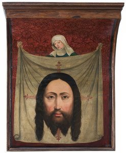 Uit het Lüner altaar, (detail): Zweetdoek van de heilige Veronica. Circa 1470/90