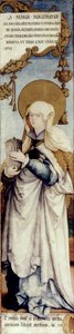 Echte vleugel buitenzijde van het voormalige hoogaltaar van de St. Martinskerk, Hl. Maria Magdalena; Staatsgalerie Stuttgart, vroeger Donaueschingen, Fürstenbergsammlungen Inv.Nrn. 73-75