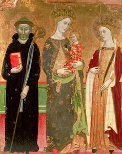 De Maagd en Kind met St. Olivia en St. Benedictus door Master of Rubió