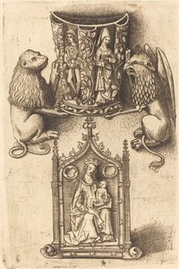 Ontwerp voor een beker en een pax door Master of St. Sebastian