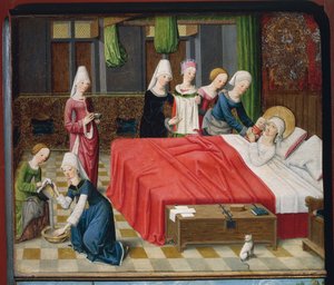 Geboorte van de Maagd Maria door Master of the Aachen Altar
