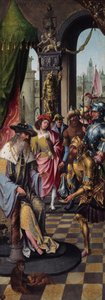 Koning David ontvangt het water van de cisterne van Bethlehem, 151520 door Master of the Antwerp Adoration
