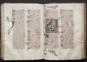 Het Gotha-missaal: Fol. 109v, tekst, ca. 1375 door Master of the Boqueteaux