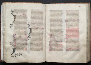 Het Gotha-missaal: Fol. 42v, tekst, ca. 1375 door Master of the Boqueteaux