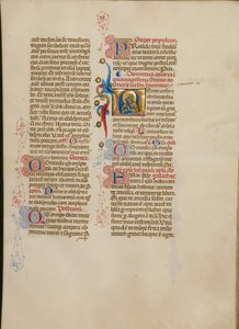 Beginletter L: De Maagd in Gebed door Master of the Brussels Initials