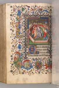 Getijdenboek van Karel de Edele, Koning van Navarra 1361-1425: fol. 161v, Bespotting van Christus, ca. 1405 door Master of the Brussels Initials and Associates