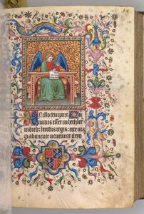 Getijdenboek van Charles de Edele, Koning van Navarra 1361-1425: fol. 25a, St. Matteüs, ca. 1405 door Master of the Brussels Initials and Associates