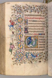 Getijdenboek van Karel de Edele, Koning van Navarra 1361-1425: fol. 265v, Sint Johannes de Evangelist door Master of the Brussels Initials and Associates