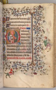 Getijdenboek van Karel de Edele, Koning van Navarra 1361-1425: fol. 267r, St. Bartholomeus, ca. 1405 door Master of the Brussels Initials and Associates