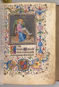 Getijdenboek van Karel de Edele, Koning van Navarra 1361-1425: fol. 27r, Sint Marcus, ca. 1405 door Master of the Brussels Initials and Associates