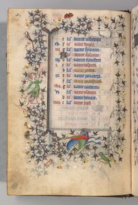Getijdenboek van Karel de Edele, koning van Navarra 1361-1425: fol. 2v, februari, ca. 1405 door Master of the Brussels Initials and Associates