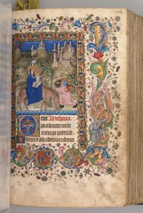 Getijdenboek van Karel de Edele, koning van Navarra 1361-1425: fol. 88r, Vlucht naar Egypte Vespers door Master of the Brussels Initials and Associates