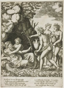 Daphne omhelst haar vader, de rivier Peneus