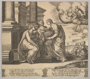 Psyche geeft cadeaus aan haar zussen, uit 