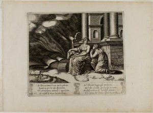 Proserpina geeft Psyche de doos van schoonheid door Master of the Die