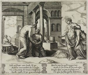 Venus beveelt Psyche om een hoop graan te sorteren door Master of the Die