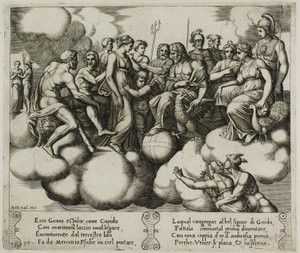 Venus en Cupido Pleiten voor Jupiter en Andere Goden door Master of the Die