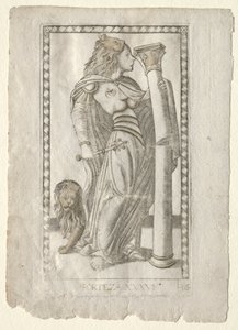 Forteza uit de Tarocchi, serie B: Kosmische Principes & Deugden, #36, voor 1467 door Master of the E Series Tarocchi