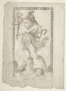Mercurius (uit de Tarocchi, serie A: Firmamenten van het Universum, #42) door Master of the E Series Tarocchi