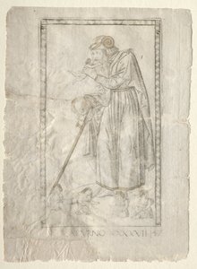 Saturnus (uit de Tarocchi, serie A: Firmamenten van het Universum, #47) door Master of the E Series Tarocchi