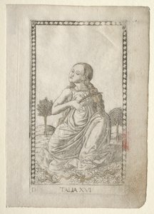 Thalia komedie, pastorale poëzie uit de Tarocchi-serie D..., voor 1467 door Master of the E Series Tarocchi