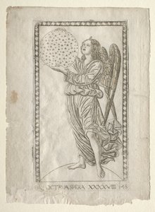 De Engel van de Achtste Sfeer uit de Tarocchi, serie A..., voor 1467 door Master of the E Series Tarocchi