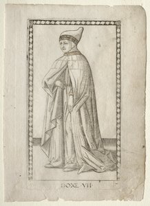 De Doge uit de Tarocchi, serie E: Condities van de Mens, #7, voor 1467 door Master of the E Series Tarocchi