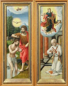 De doop van Christus en St. Ildefonso: een paar altaarstukvleugels