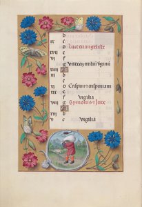Uren van Koningin Isabella de Katholiek, Koningin van Spanje: Fol. 11v, oktober, ca. 1500 door Master of the First Prayerbook of Maximillian