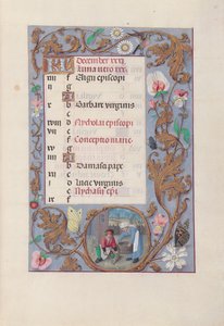 Uren van Koningin Isabella de Katholieke, Koningin van Spanje: Fol. 13r, December, ca. 1500 door Master of the First Prayerbook of Maximillian