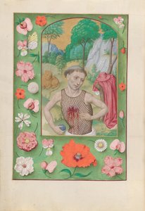 Uren van Koningin Isabella de Katholieke, Koningin van Spanje:  Fol. 185v, Hiëronymus door Master of the First Prayerbook of Maximillian