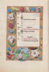 Uren van koningin Isabella de Katholieke, koningin van Spanje: Fol. 7v, juni, ca. 1500 door Master of the First Prayerbook of Maximillian