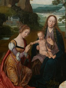 Detail (centraal paneel van de Maagd en Kind met St. Catherine en St. Barbara, c.1520-25)