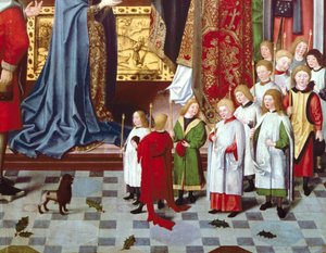 De Zeven Vreugden van het Maagd Altaarstuk: (detail) door Master of the Holy Parent