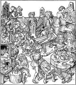 Mercurius en Zijn Kinderen. Illustratie uit het Huisboek door Master of the Housebook