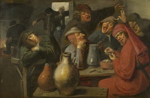 Interieur van een Herberg, Boeren aan het Feesten, c.1635