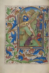 Christus aan het kruis genageld door Master of the Lee Hours