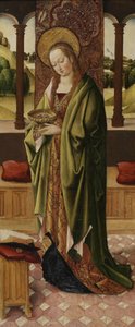 Drieluik van de Maagd en Kind met twee engelen, detail van St. Lucia (detail) door Master of the Lee Triptych Master of the Lee Triptych
